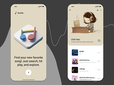 Musify: A Music App appdesign creative designcommunity designinspiration dribbble inspiration interactiondesign mobileappdesign musicapp musicdiscovery musiclover musicplayer musicrecommendations musicstreaming personalization uidesign userexperience userflow userinterface uxdesign