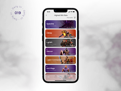 Daily UI Challenge - Day 19: Leaderboard app dailyui day019 design dota2 leaderboadr ui ux
