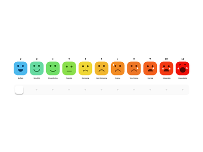 Pain Scale emoji face feedback graphic design happy health illustration likert likert scale mesurement pain painscale range sad scale slider smile survey ui