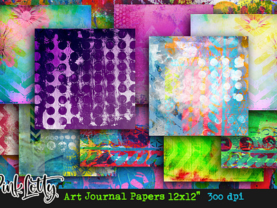Art Journal Paper Pack 12x12 paper 300 dpi art journal paper pack commercial usage design graphic design