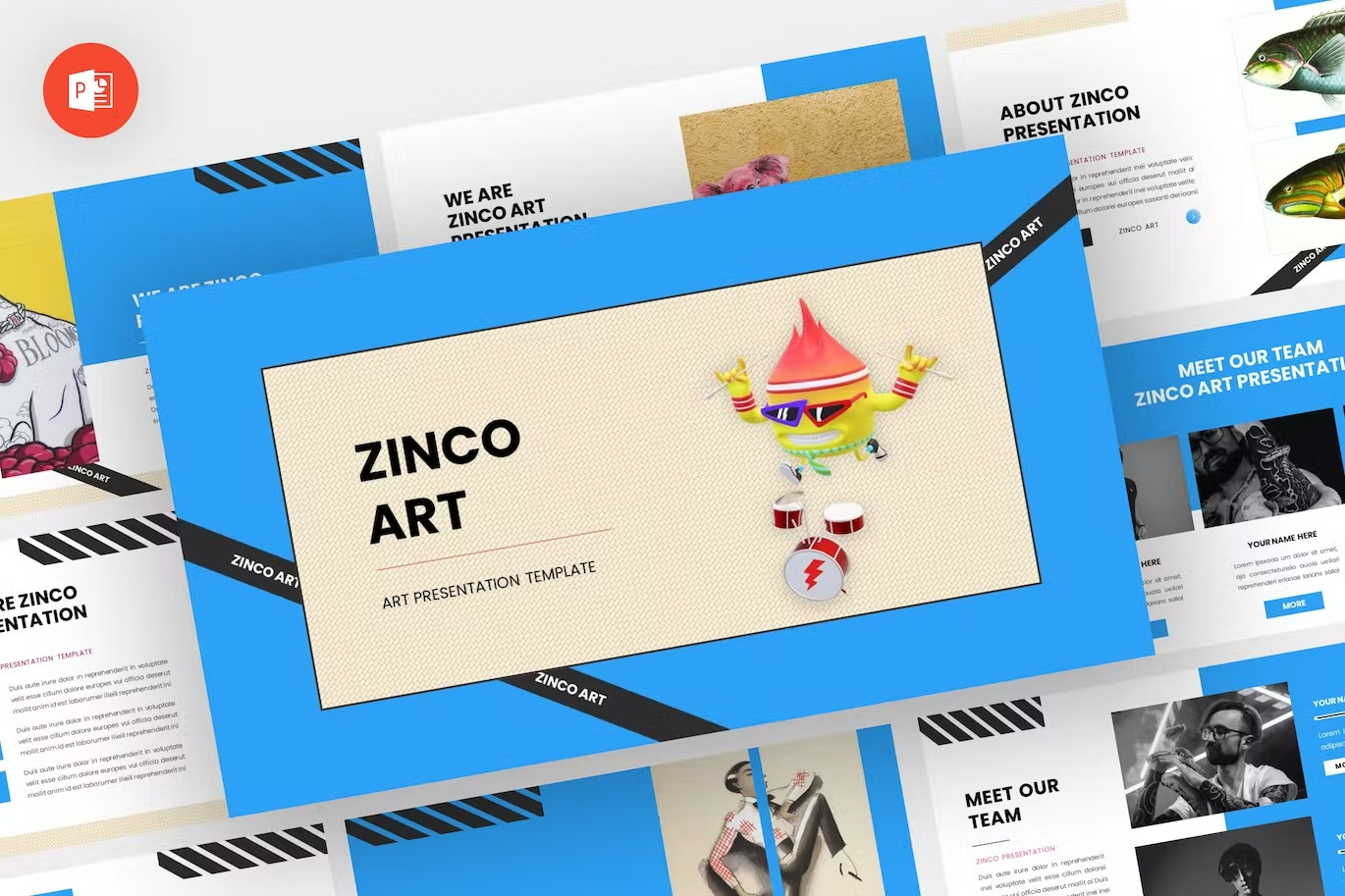 Zinco - Art Powerpoint Template abstract annual business clean corporate download google slides keynote pitch pitch deck powerpoint powerpoint template pptx presentation presentation template professional slides template ui web