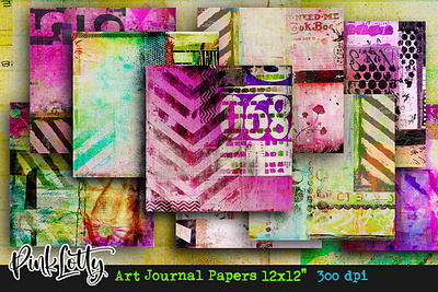 Art Journal Paper Pack 12x12 300 dpi art journal paper pack commercial usage graphic design