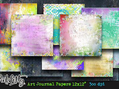 Art Journal Paper Pack 12x12 300 dpi 12x12 paper 300 dpi art journal paper pack commercial usage design editable templates graphic design illustration logo