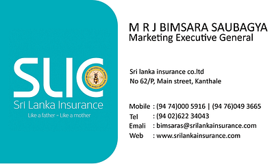 Business Card for SLIC Sri Lanka. branding business card design dsigners graphic design logo pearl sri lanka