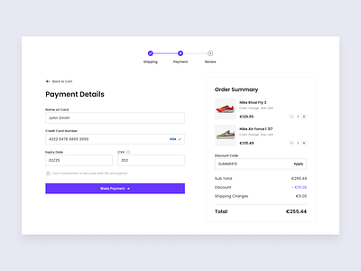 eCommerce Website - Credit Card Checkout Page - Daily UI 002 002 cart checkout credit card daily ui interaction design online shop payment ui ux web web design website