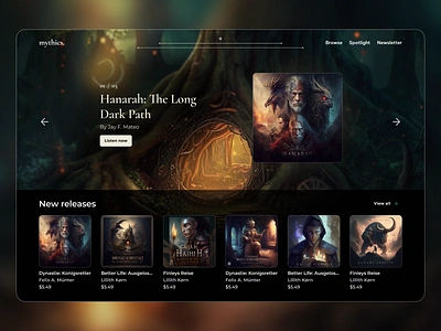 Fantasy Audiobook Platform audiobook design desktop hero homepage ui ui design ux design visual design web design website