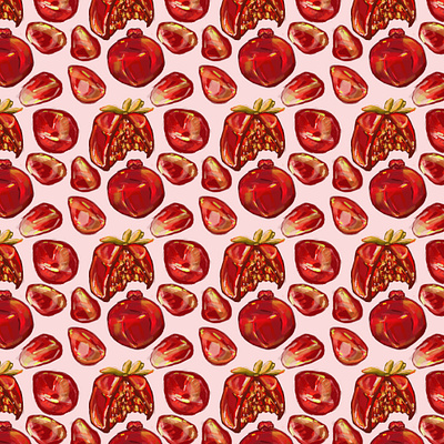 Pomegranate design pattern set colorful fruits illustration pattern pomegranate red set