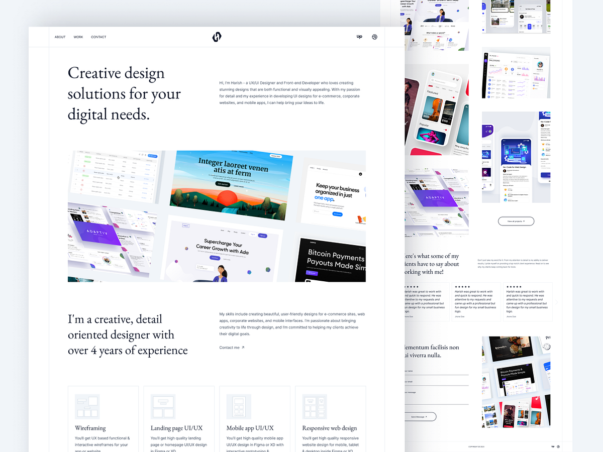 Creative designer portfolio by Harish Kumar on Dribbble