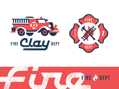 Brand System On Fire badge branding design fire fire department firetruck first responders illustration logo seal truck