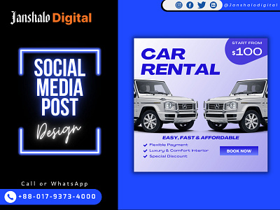 Car Rental Social Banner Design banner banner design banners branding carrental carrepair design facebook poster graphic design illustration poster poster design social social media post