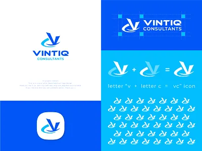 VINTIQ CONSULTANTS Logo Design abstract logo branding business logo company logo consultants consulting logo cv logo design graphic design illustration letter cv logo letter logo letter logo design logo minimalist logo modern logo design vc logo vector vintiq consultants