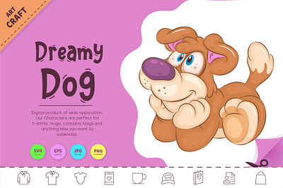 Cartoon Dreamy Dog. illustration