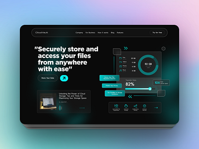 CloudVault : Cloud Storage Landing Page dashboard design landing page ui ui ux web design