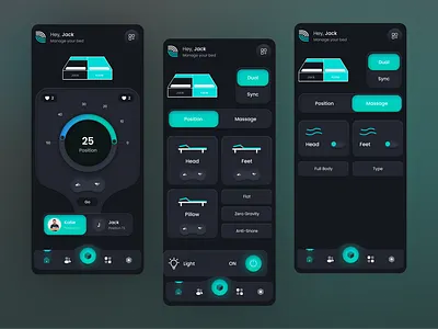 Bed Control App UI Design bed control home screen mobile app ui design