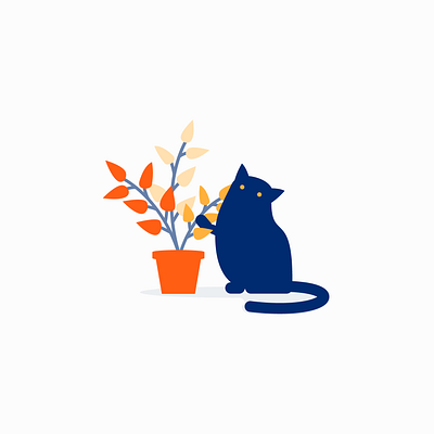 Cat & Plant cat graphic design illustration minimal minimalistic plant vibrant web illustration