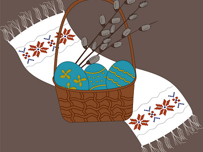 EASTER basket easter easterbasket eastereggs illustration ukrainian symbols willow flower