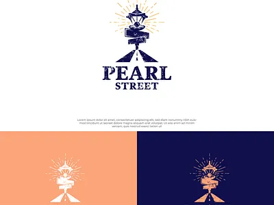 Vintage logo design branding creative flatlogo lamp llogo logo design minimal pearl road sign street vintage