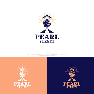 Vintage logo design branding creative flatlogo lamp llogo logo design minimal pearl road sign street vintage