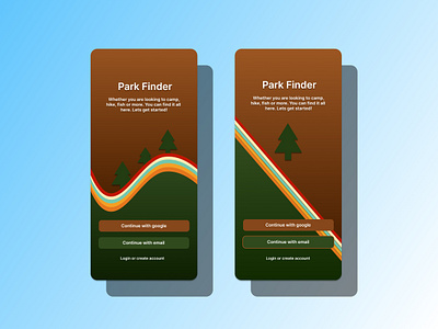 A couple of UI designs for a fictional "Park Finder" app app figma graphic design mobile pages parks ui