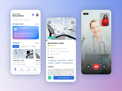 Clinic Mobile App animation appointment booking branding call clinic design doctor illustration inspiration inspire logo med medic motion graphics service typography ui ux web