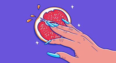 How to Finger Someone When You Have Acrylic Nails acrylic nails acrylics editorial editorial illustration fingering grapefruit illustration nails sex sexy vice