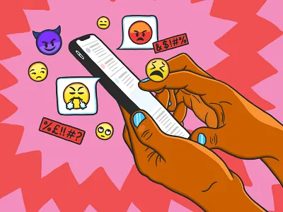 The Internet Is Nastier Than It's Ever Been anger angry covid editorial editorial illustration emoji emojis illustration internet online pandemic phone vice