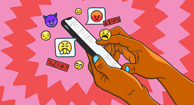 The Internet Is Nastier Than It's Ever Been anger angry covid editorial editorial illustration emoji emojis illustration internet online pandemic phone vice