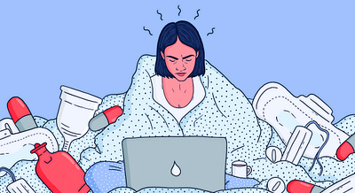 Periods and mental health editorial editorial illustration female health health illustration mental health mooncup period periods tampons vice