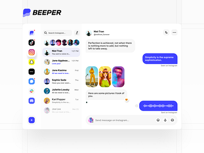 Beeper Makeover app beeper bereal chat contacts desktop inbox instagram makeover message messages messaging messenger network redesign social tiktok