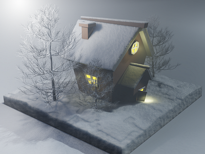 Foggy Cabin 3d 3ddesign 3dlighting 3dmodeling blender design illustration rendering texture