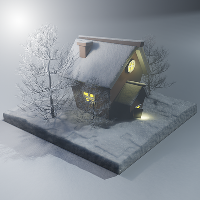 Foggy Cabin 3d 3ddesign 3dlighting 3dmodeling blender design illustration rendering texture