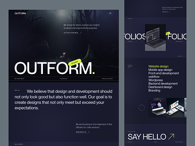 OUTFORM: Agency Website Design Concept agency agency web clean creative design digital agency dribbble interface landing page minimal modern popular shot saidul islam typography ui ui design uiux visual design web website design