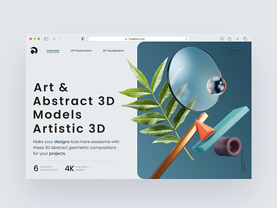 3D Abstract Artistic Website 3d 3d model website abstract abstract website art artistic design modern ui modern website ui ui design ux web design web ui