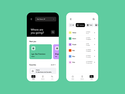 Weekly 13 app bus color design fun interface layout menu metro product subway train transportation uber ui ux
