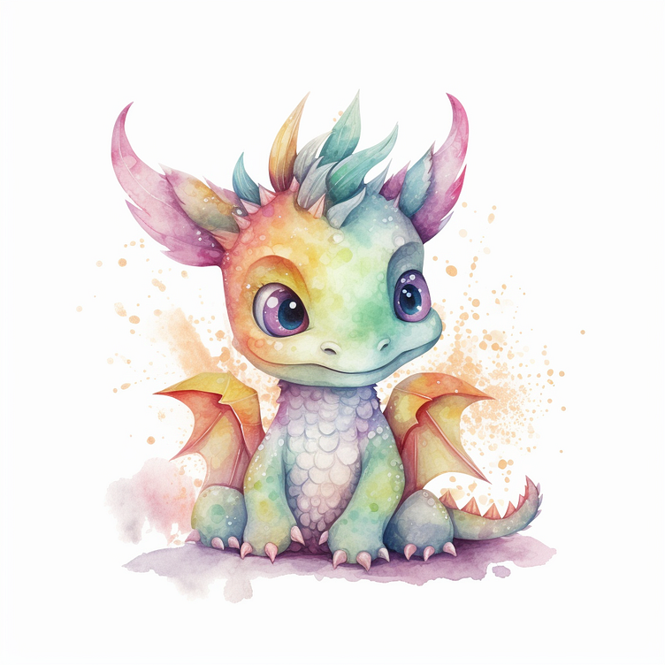 A baby dragon blowing bubbles watercolor by Shamim Hossain on Dribbble