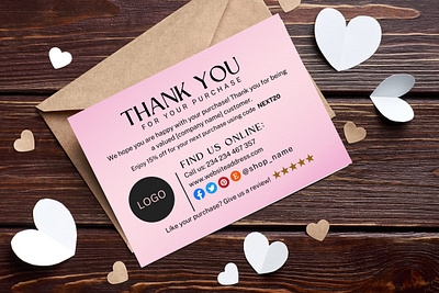 Editable Thank you card branding business card business card template canva canva template graphic design small business thank you card template for sale thank you card