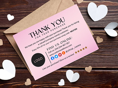 Editable Thank you card branding business card business card template canva canva template graphic design small business thank you card template for sale thank you card