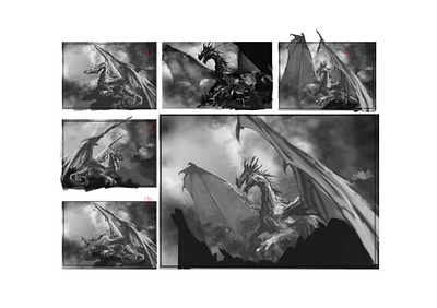 Dragon Sketch Studies dragon illustration thumbnail thumbnails value study