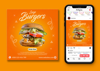 Restaurant Social Media Post Design, Instagram Post promotional ad