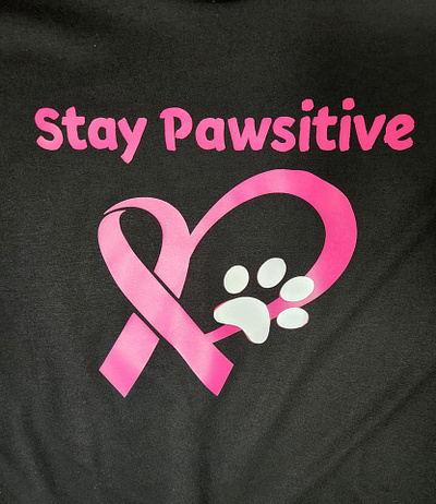Stay Pawsitive Shirt breast cancer awareness cancer heart paw print pink ribbon shirt design stay pawsitive