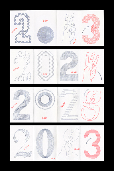 2023 New Years Card Designs illustration typography