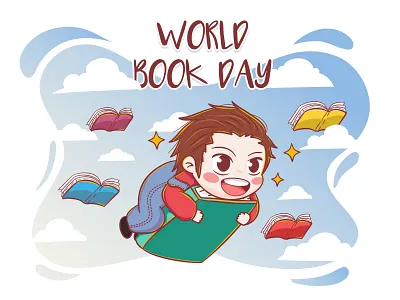 World Book Day Illustration book cartoon chibi cute illustration kawaii vector world book day
