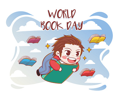 World Book Day Illustration book cartoon chibi cute illustration kawaii vector world book day
