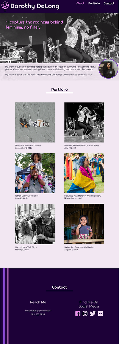Dorothy DeLong Photography Portfolio - Skillcrush bootcamp design portfolio skillcrush ui ux web design