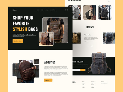 Bags e-commerce website design bag design e commerce design ecommerce shop fashion fashion brand home page landing page online store product shop shopping ui ux web design