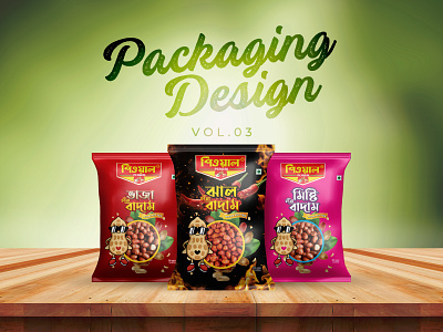 Packaging Design Vol.03 graphic design label design nuts packet peanuts product design riz work rizworkbd snacks