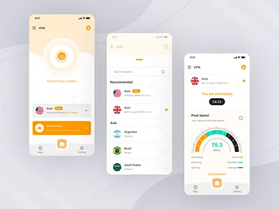 VPN App android connection internet network privacy secure server ui design ui visual design ux design vpn vpn concept