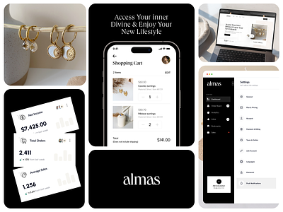 Almas collection app dashboard design icon logo ui ux