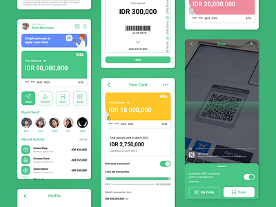 Redesign Mobile Bank Apps - Line Bank apps bank design graphic design green illustration line mobile ui ux wallet