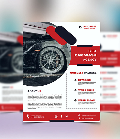 Car Wash Flyer branding car wash design flyer graphic design illustration poster typography vector